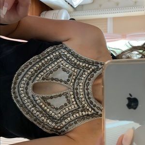 Bebe black and silver top